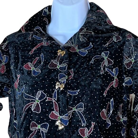 ‎Vintage Rayna Morgan long sleeve bow print button down top - Picture 2 of 9
